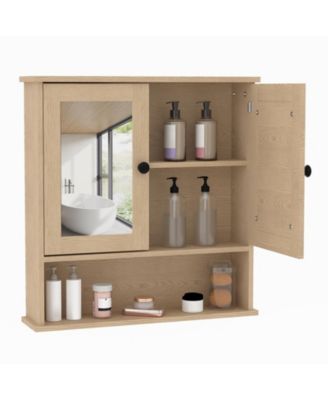 Mirrored Bathroom Wall Cabinet with Adjustable Shelf, 22.2 x 5.1 x 23 in Over Toilet Storage Organizer for Bathroom Spaces
