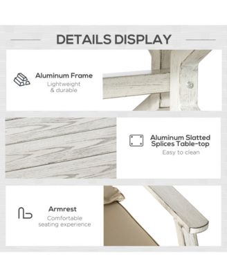 Outdoor 4pcs Patio Furniture Set, 2 Plastic Rattan Chairs, 1 PE Wicker Loveseat Sofa, 1 Center Coffee Table, Soft Cushions for Backyard, Garden, Grey