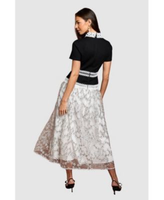 Women's Embroidered Mesh Skirt Midaxi Dress