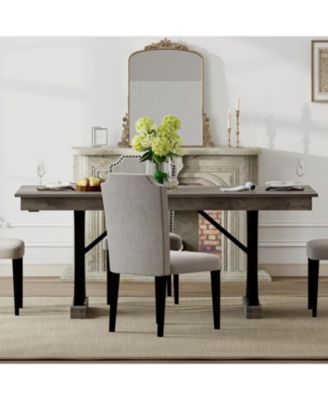 71" Wooden Kitchen Table with Two Drawers, Large Dining Table for 6-8 Large Tabletop and Sturdy Frame, Rectangular Dining Table