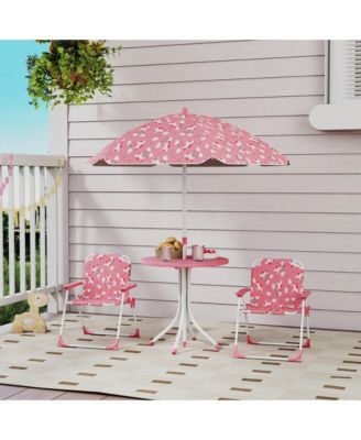 Kids Picnic Table with 2 Folding Chairs and Umbrella,