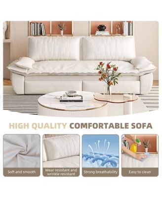 3-in-1 Convertible Sleeper Sofa, 73.2" Queen Pull Out Sofa Bed, Velvet Upholstered Loveseat Bed with Soft Armrests for Living Room
