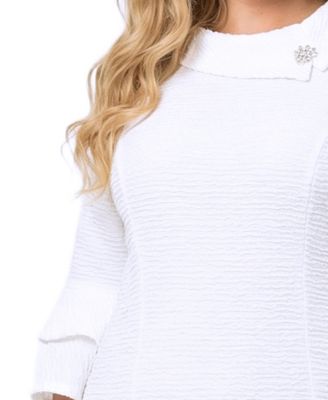 Plus Size 3/4-Sleeve Shawl Collar Dress