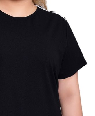 Plus Size Short-Sleeve Assymetrical Hem Dress