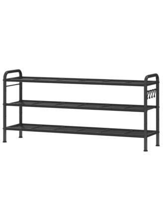 Metal Shoe Rack with Adjustable Flat or Tilt Shelves, Space Saving Shoe Storage Organizer for Entryway, Closet or Bedroom