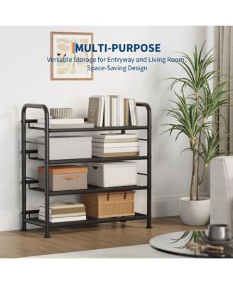 Metal Shoe Rack with Adjustable Flat or Tilt Shelves, Space Saving Shoe Storage Organizer for Entryway, Closet or Bedroom