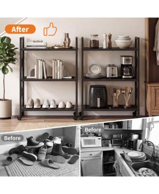 Slim Shoe Rack with Metal Frame and Fabric Shelves, Adjustable Shoe Storage Organizer for Entryway, Bedroom, Closet and Living Room