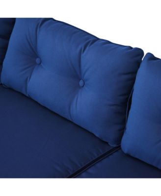 3-Piece Wicker Patio Furniture Sets, Rattan Conversation Sets, Sectional sofa set with Cushioned Lounge Chaise for Garden Poolside or Porch Lounging, Blue