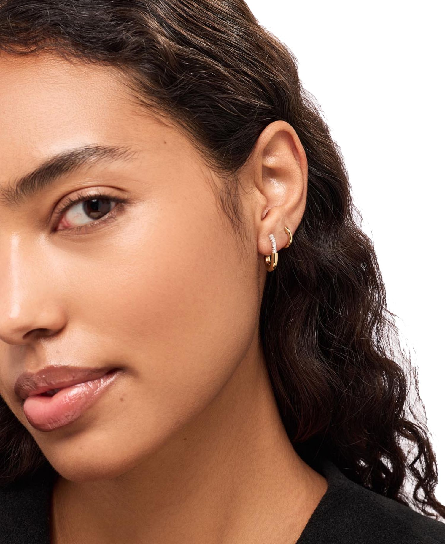 Brynley Two-Tone Mini Micropave Hoop Earrings