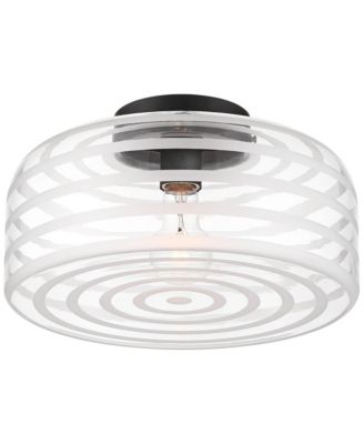 Cooper Mid Century Modern Semi Flush-Mount Ceiling Light Fixture Kitchen  Finish Ribbed Glass