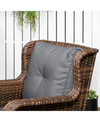 4 Piece PE Wicker Patio Furniture Set, Conversation Set with 2 360° Swivel Rocking Armchairs, 1 Loveseat Sofa, Thick Cushions and Glass Table Top Table, Gray