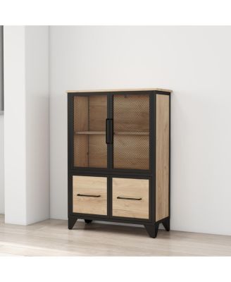Metal Storage Cabinet with 4 Doors and Shelf