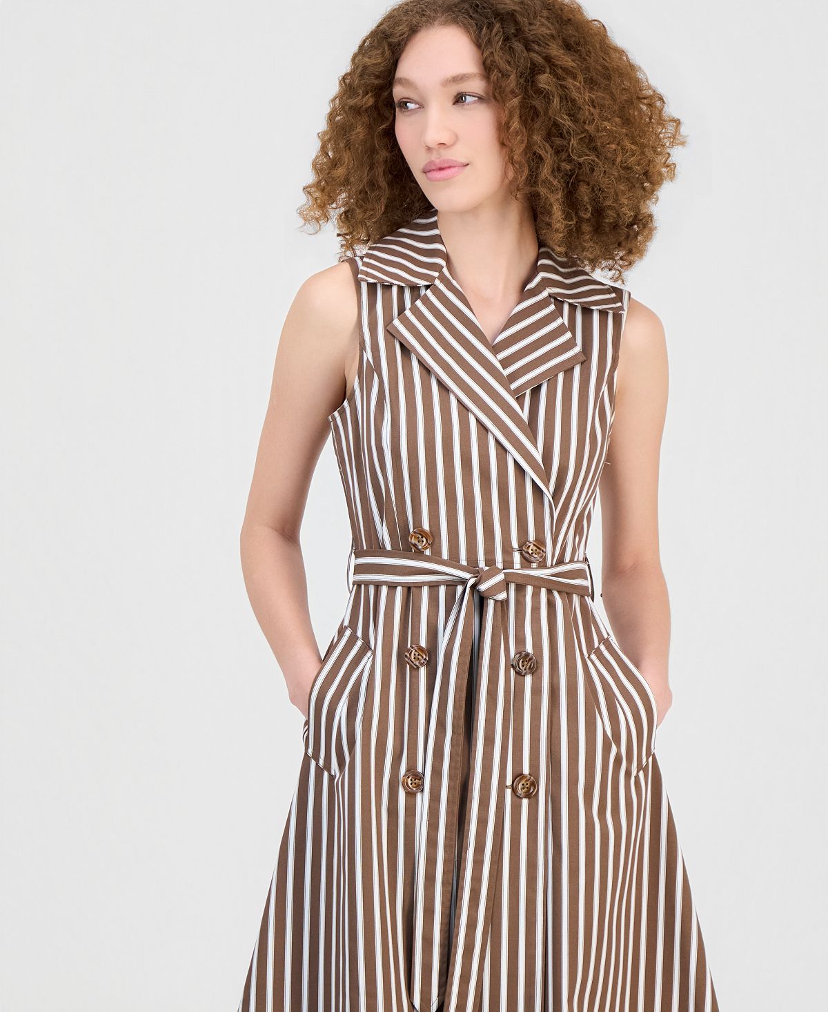 Robbie Bee Women's Notch Collar Sleeveless Trench Dress view 2 — MAYCSS fashion products