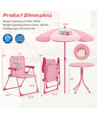 Kids 4-Piece Folding Picnic Table Set with Adjustable Umbrella