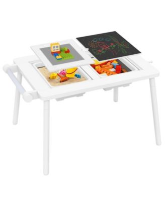 Kids Sensory Table and Chair Set with Foldable Bins and Paper Roll