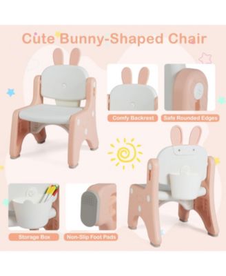 Kids Table and Rabbit Chair Set with Magnetic Drawing Boards