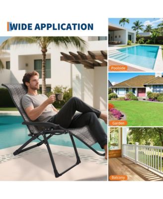 Portable Rattan Chaise Lounge, 330lb Capacity, Outdoor Adjustable Folding Chair with Widened Armrest and Heavy Duty Wicker for Patio