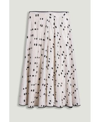 Women's High-Rise Midi Skirt with Print Details