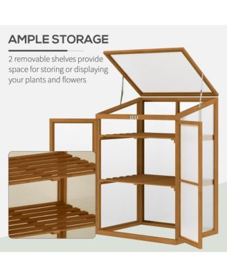 Fir Wood Garden Planter house w/ Panels, Shelves,