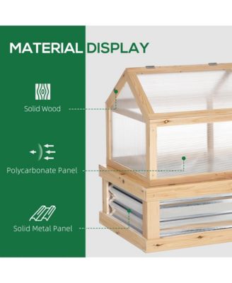 Raised Garden Bed with house Wooden Cold Frame Natural