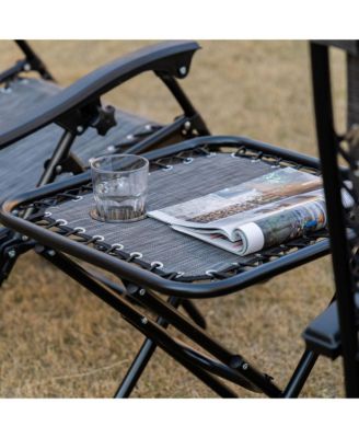 Zero Gravity Chair Set with Folding Table & Cup Holder Trays,