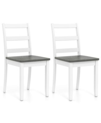 Ladder-Back Wood Dining Chairs Set of 2 with Rubber Wood Legs