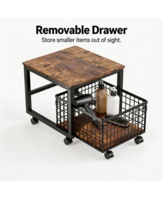 Heavy Duty Rolling Storage Cart with Drawer - Lockable Wheels, for Bathroom, Laundry Room