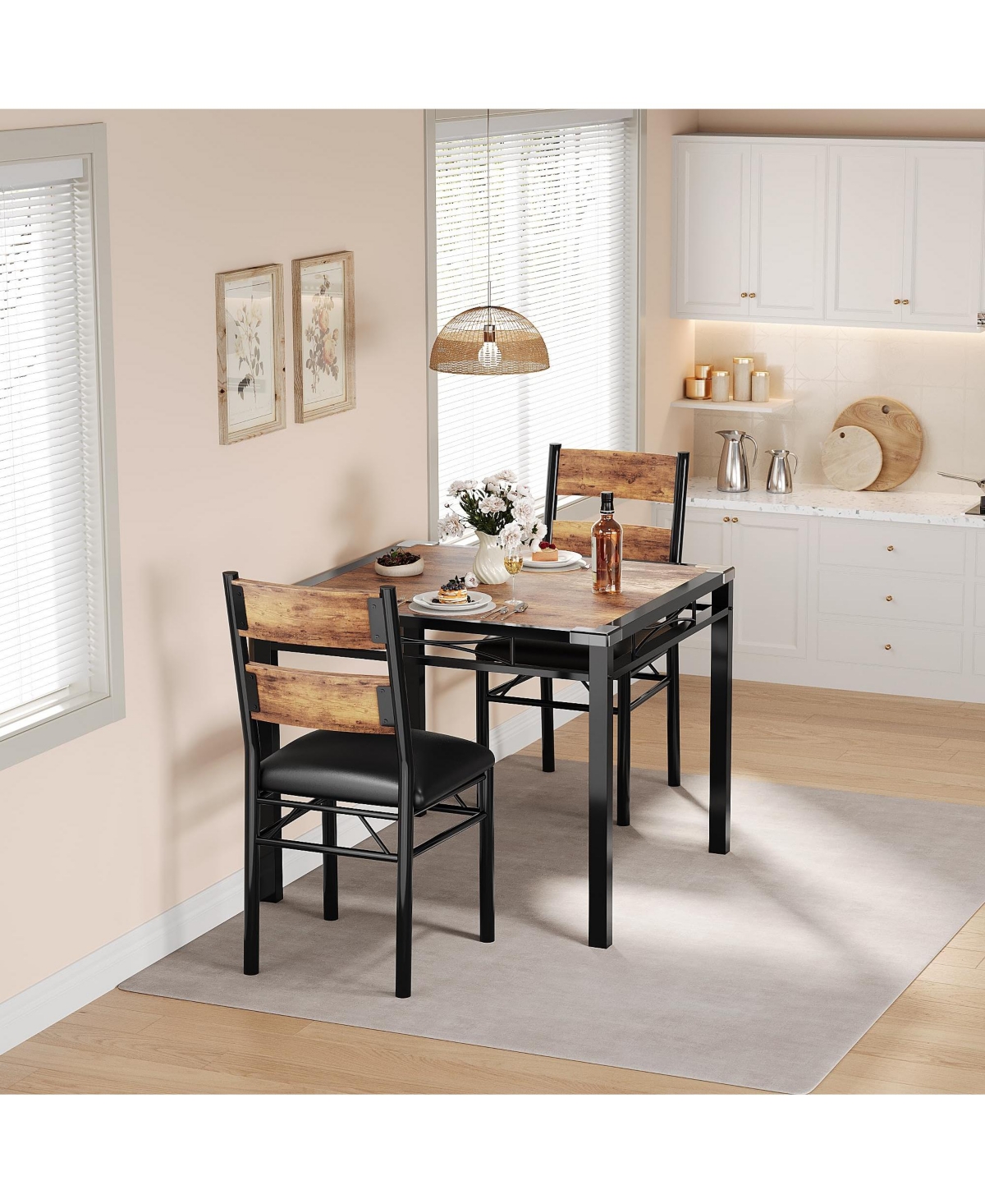 gaomon 2-Person Dining Table Set with Padded Chairs and Corner Guards