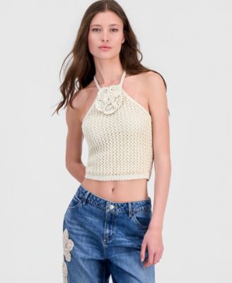 Women's Alicia Flower Crochet Halter Sweater