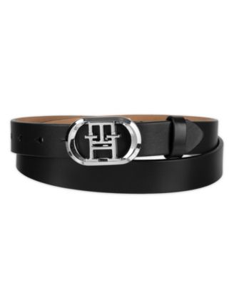 Women's Rounded Monogram Plaque Buckle Dress Belt