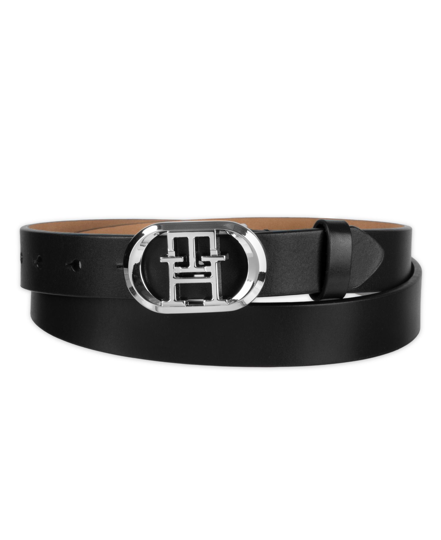Women's Rounded Monogram Plaque Buckle Dress Belt