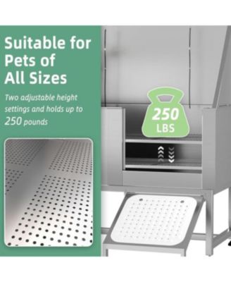 50” Height Adjustable Stainless Steel Dog Bathtub with Ramp