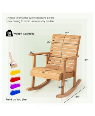 Wooden Rocking Chair High Back Fir Wood Armchair Yard Patio