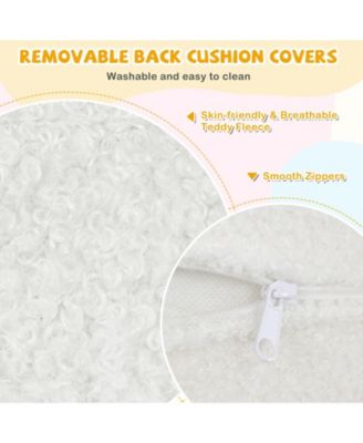 2-Seat Kids Sofa with Teddy Fleece Upholstery and Solid Wood Frame