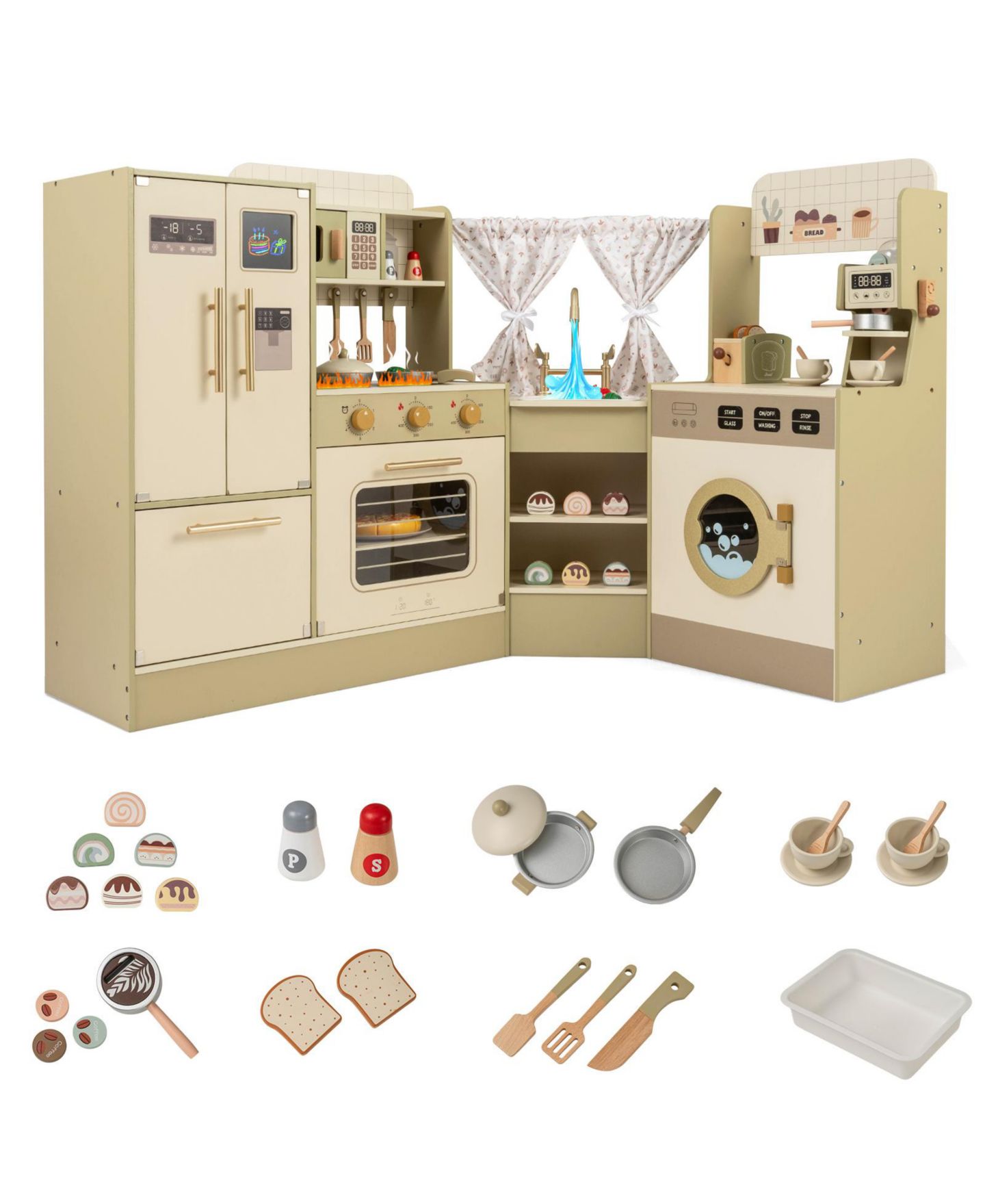 Детский игровой набор Slickblue Corner Kids Kitchen Playset, от 3 лет, цвет: Зелёный — фото 1