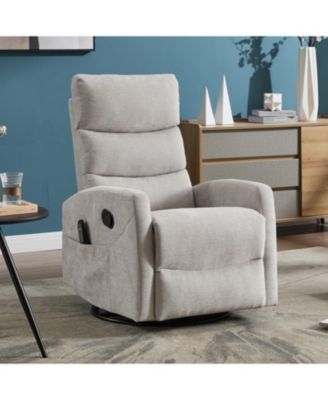 Streamdale Heat Massage Rocker Recliner Chair, Swivel Fabric