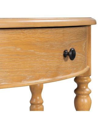 Farmhouse Half Moon Console Table with Drawer & Shelf