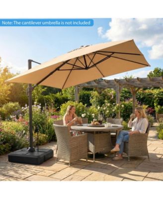 Cantilever Umbrella Base with Wheels, Retractable Pull Rod, 360degree(s) Rotation for Pool