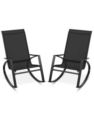 2 PCS Patio Rocking Chairs w/ Ergonomic Backrest Seat Safe Stoppers for Backyard