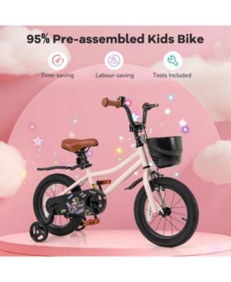 Kids Bike with Basket and Customizable Handlebar Height