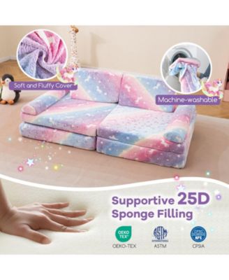 8-Piece Modular Kids Play Couch Glow-in-the-Dark Toddler Sectional