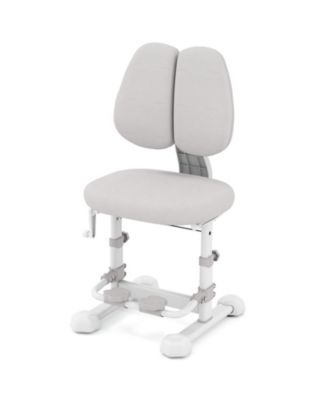 Kids Study Chair with Double Backrest, Adjustable Height and Footrest