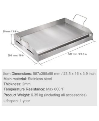 23.5 x 16 Inch Stainless Steel Stove Top Griddle with Handles and Oil Groove