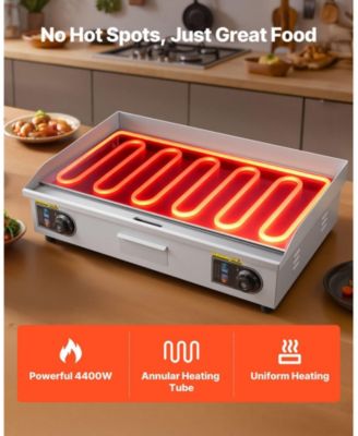 28.5 x 15.7 Inch Commercial Electric Griddle, 4400W Stainless Steel Countertop Flat Top Grill