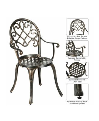 3PCS Outdoor Cast Aluminum Bistro Set with Removable Ice Bucket & Adjustable Feet