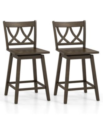 24 in Counter Height Bar Stools Set of 2 with Rubberwood Frame