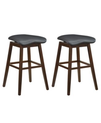 Swivel Upholstered Faux Leather Counter Height Bar Stools Set of 2