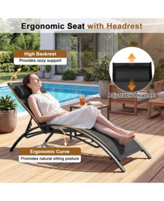 Outdoor Chaise Lounge Set of 2 with 5-Position Adjustable Backrest