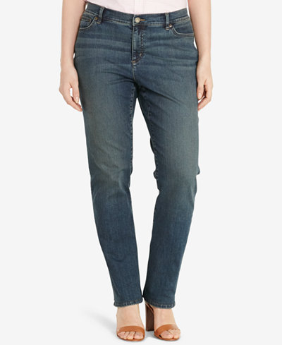 Lauren Ralph Lauren Plus Size Stretch Harbor Wash Straight-Leg Jeans