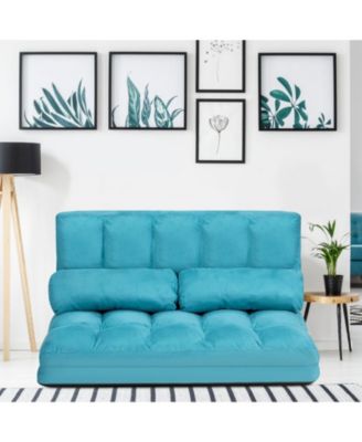 6-Position Foldable Floor Sofa Bed with Detachable Suede Cover